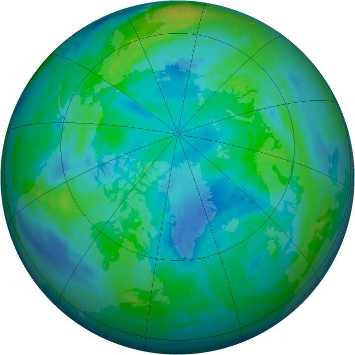 Arctic ozone map for 22 October 1991